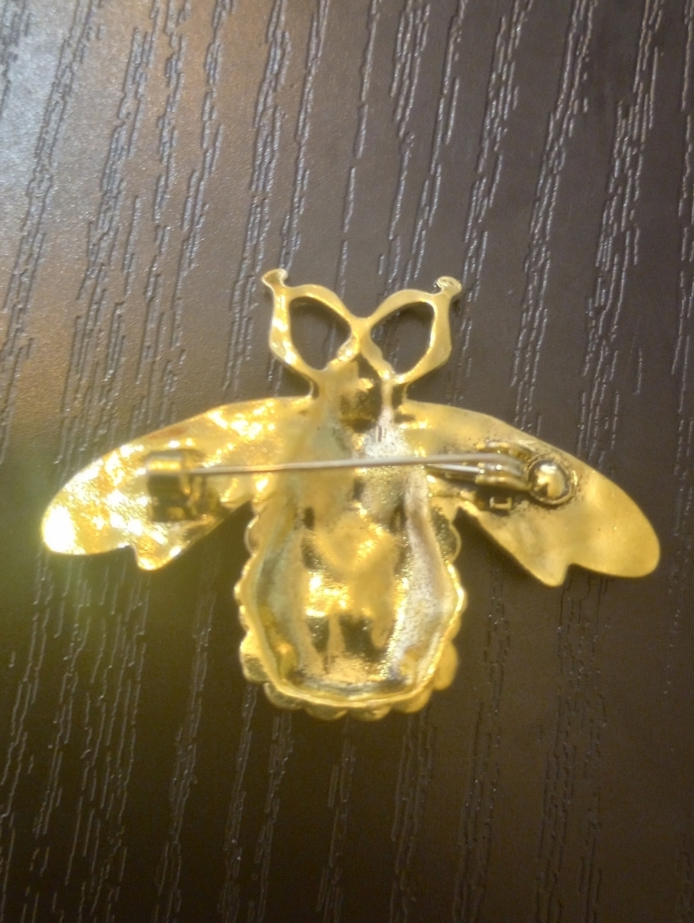 Golden Bee Rhinestone Brooch Pin - Picture 5 of 6